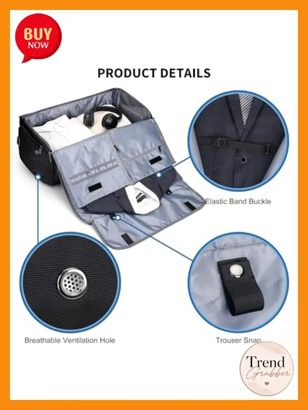 Convertible Garment Duffle Bag 51L Nylon Travel Suit Bag with Shoe Compartment